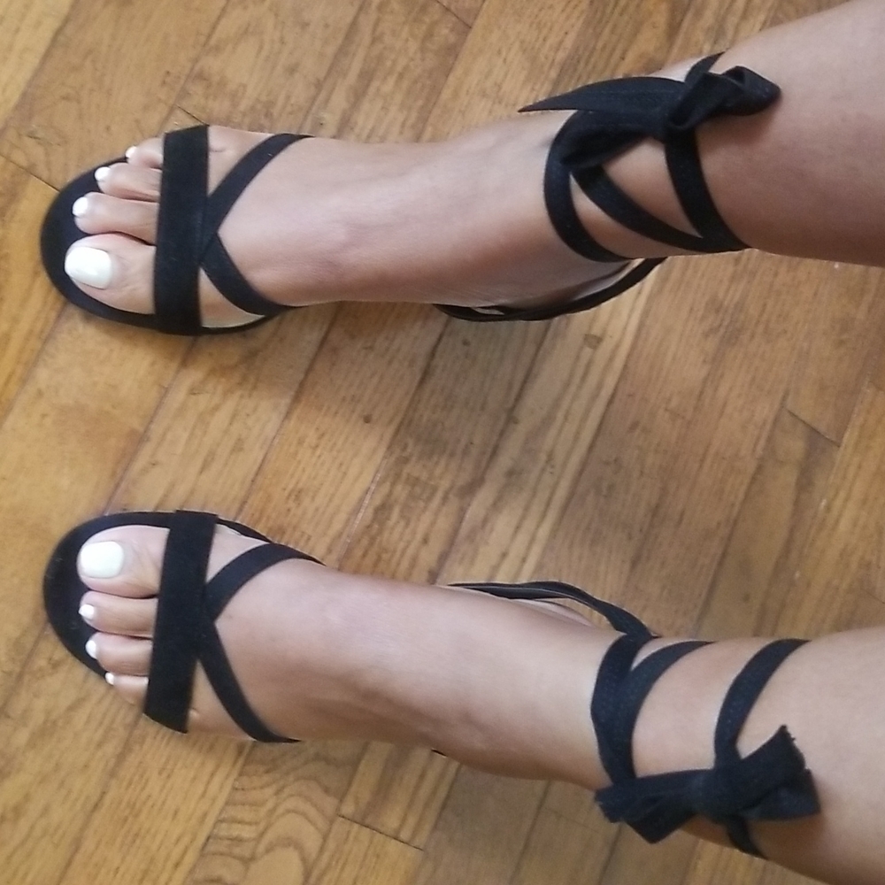 Chunky heel wrap sandal